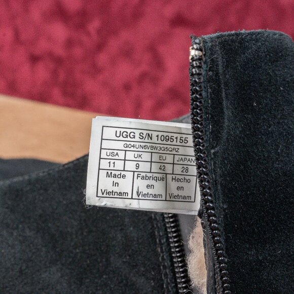 UGG Women Lorna Black Leather Waterproof Shearling Top Mid Calf Boots sz 11 - Picture 7 of 8